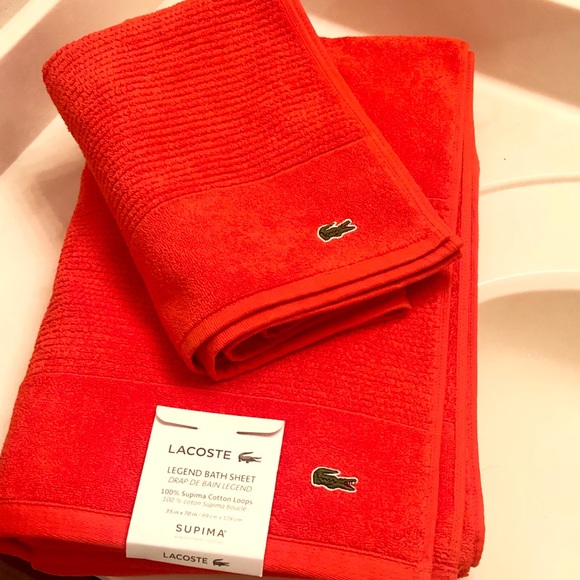 Lacoste Bath Nwt Lacoste Large Bath Towel And Bath Mat Poshmark